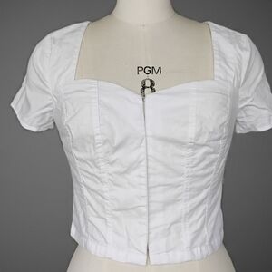 Madewell White Cropped Blouse